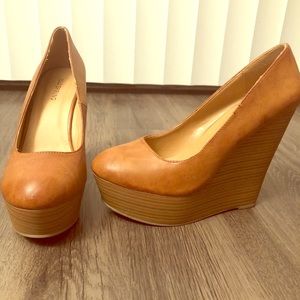 Tan wedge heels